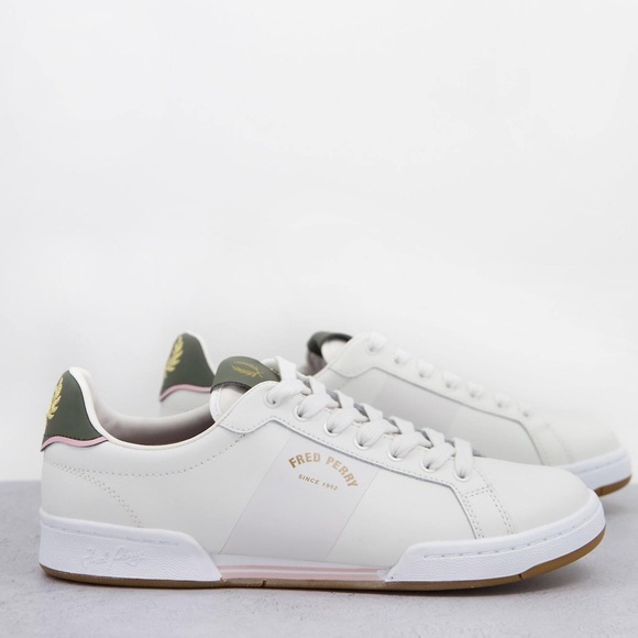 RARE Fred Perry ASOS Leather White Gold Green Sneakers Men’s 12 - Picture 1 of 12